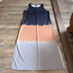 Elegant Black and Orange Sleeveless Long Dress size L